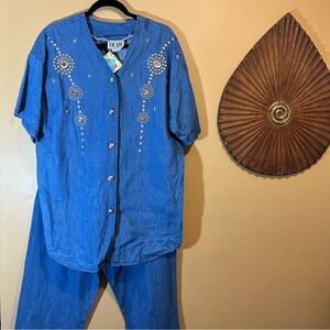 Facade vintage denim studded set